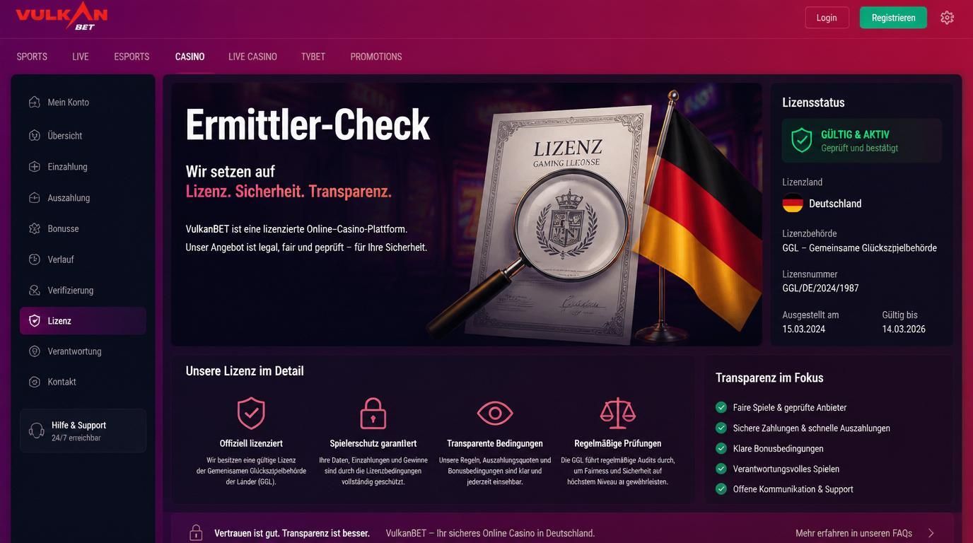 Ermittler bei Lizenzprüfung in Deutschland mit Deutschland-Flagge und Playstation-ähnlichem Interface